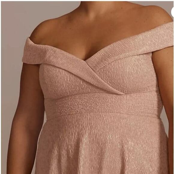 Oleg Cassini Womens Off The Shoulder Metallic Hi-Lo Dress Rosego Size 12 NWT - Picture 4 of 14